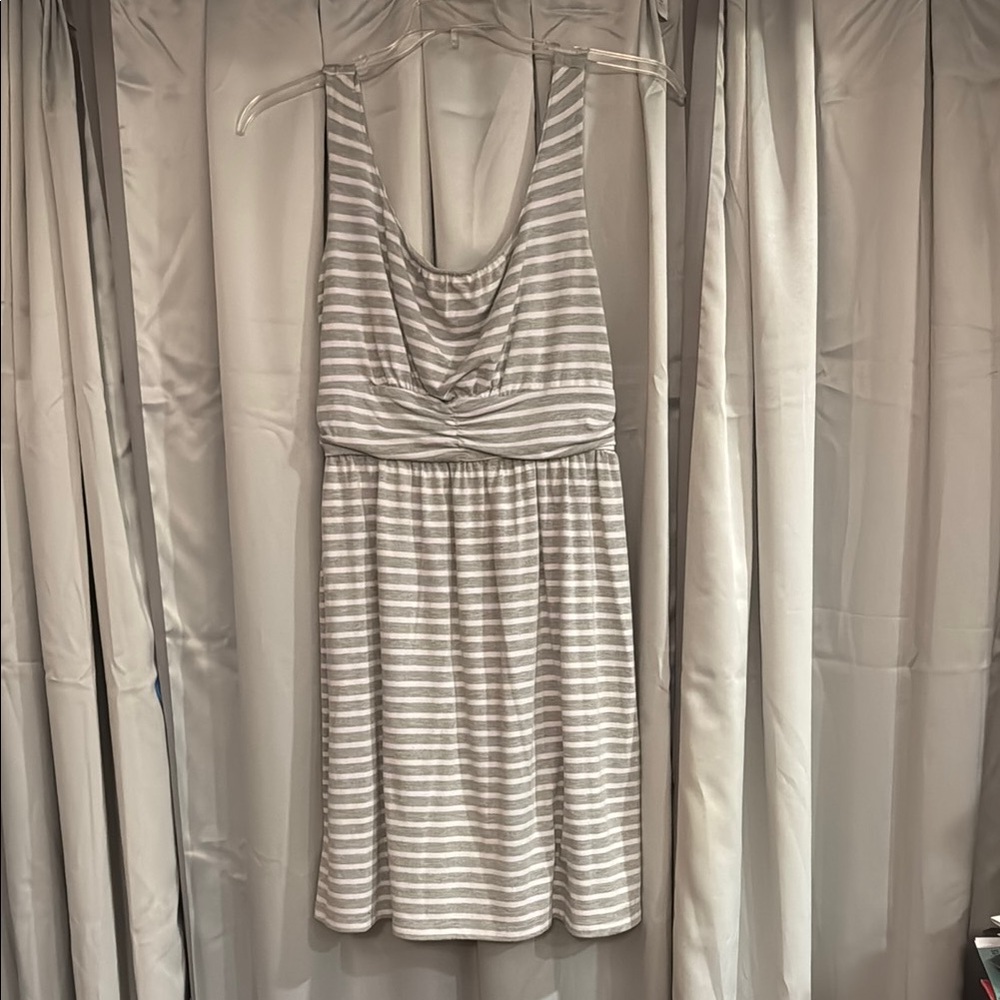 3/$30 Faded Glory Gray and White Striped Dress